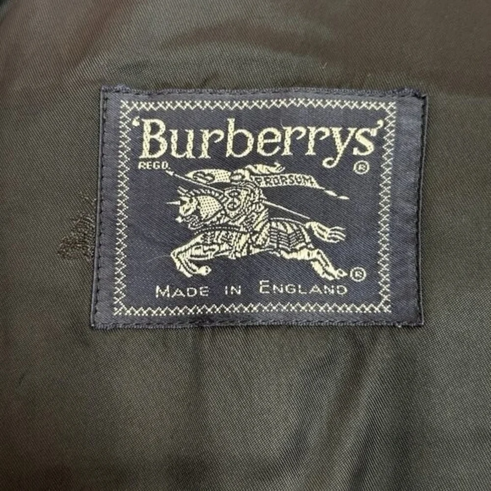 Authentic Burberry 100% Wool Navy Blue Midi Trench Coat Women's 10 Waterproof - Picture 12 of 13